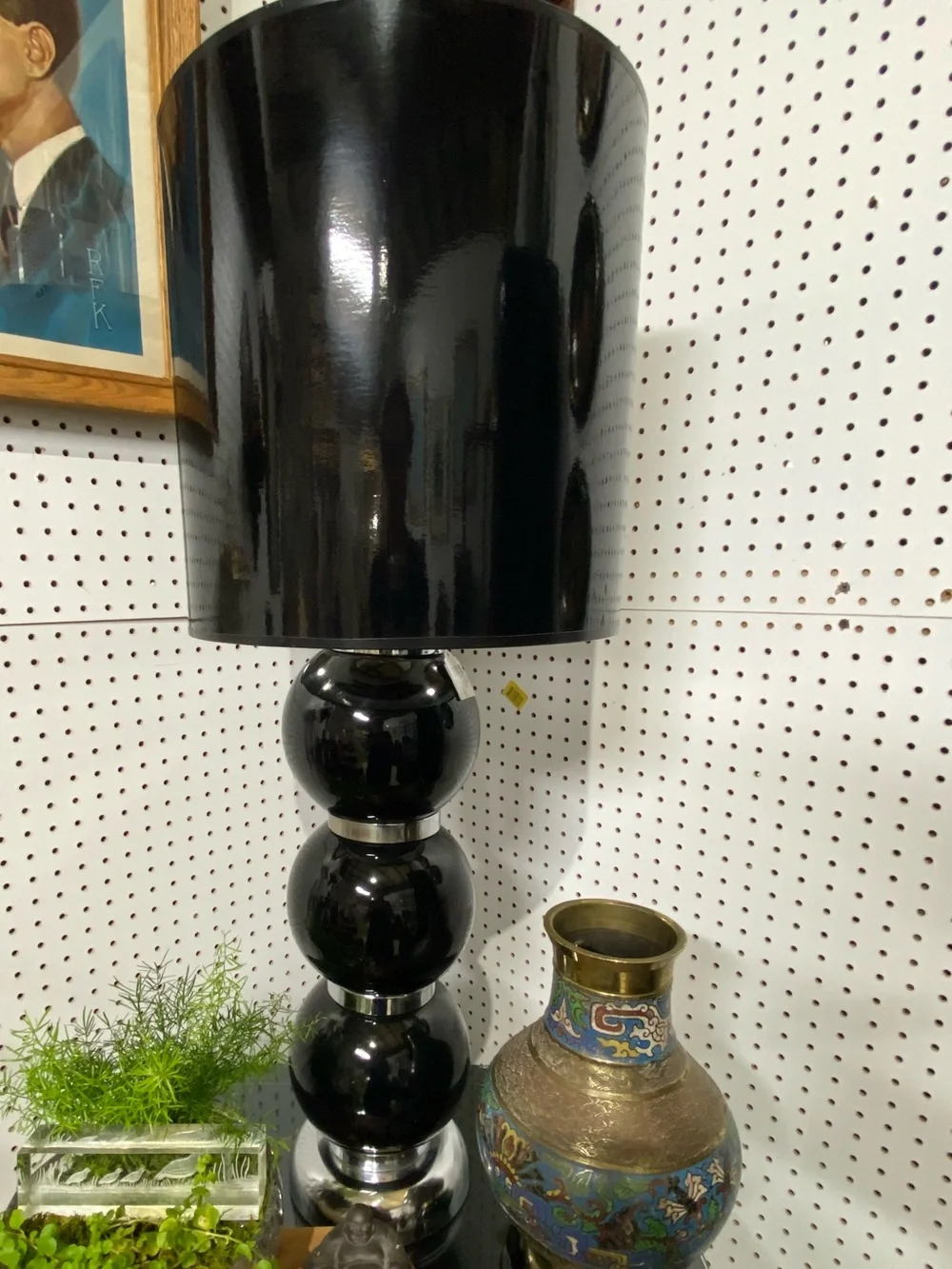 1970s George Kovacs Style Black & Chrome Stacked Ball Table Lamp